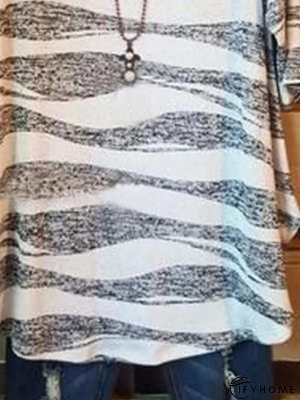 Vintage Geometric Printed 3/4 Sleeve Crew Neck Casual Tunic Top | IFYHOME