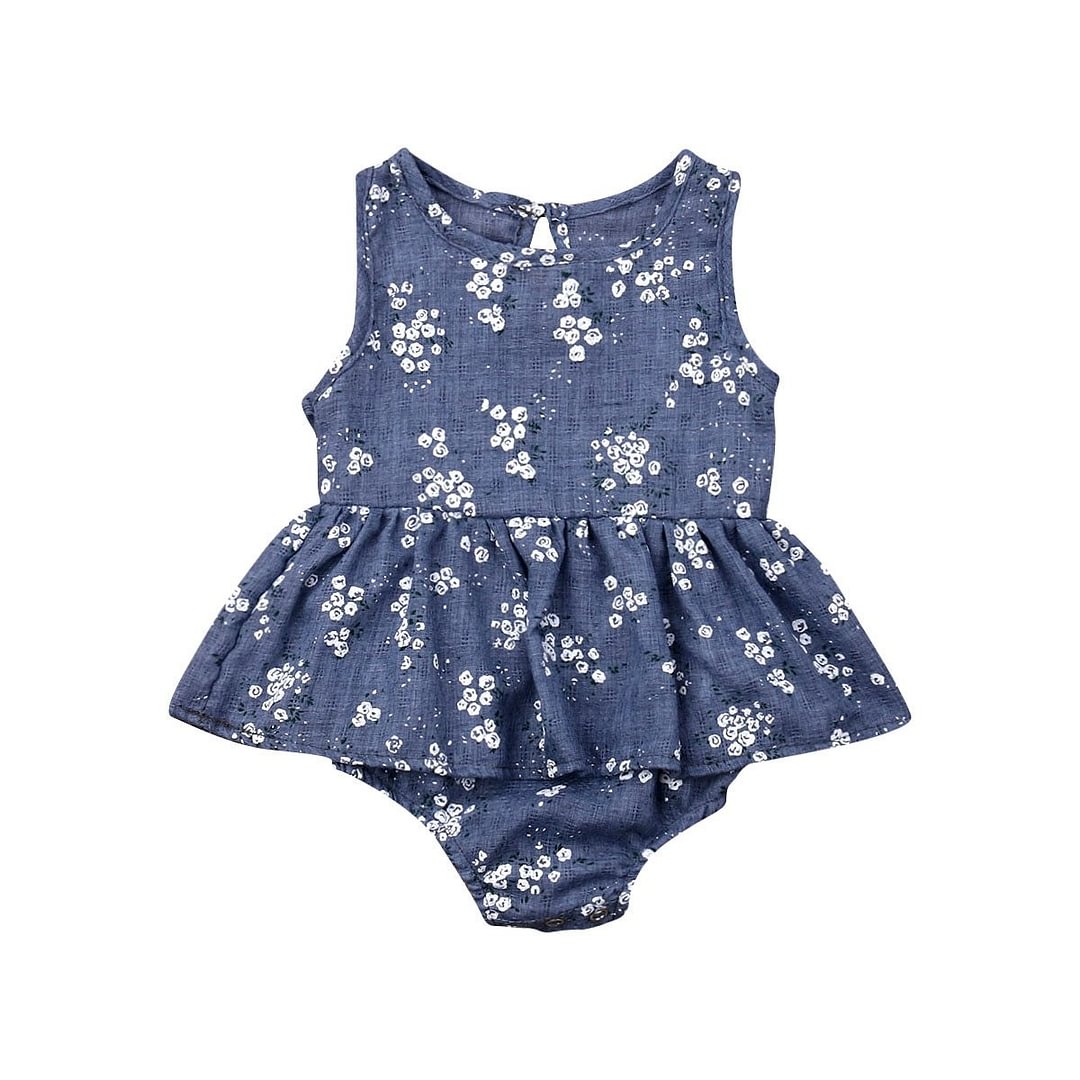 2019 Baby Summer Clothing Newborn Infant Baby Girl Bodysuits Dress Clothes Sleeveless Flowers Print Jumpsuits Tutu Dress 0-18M