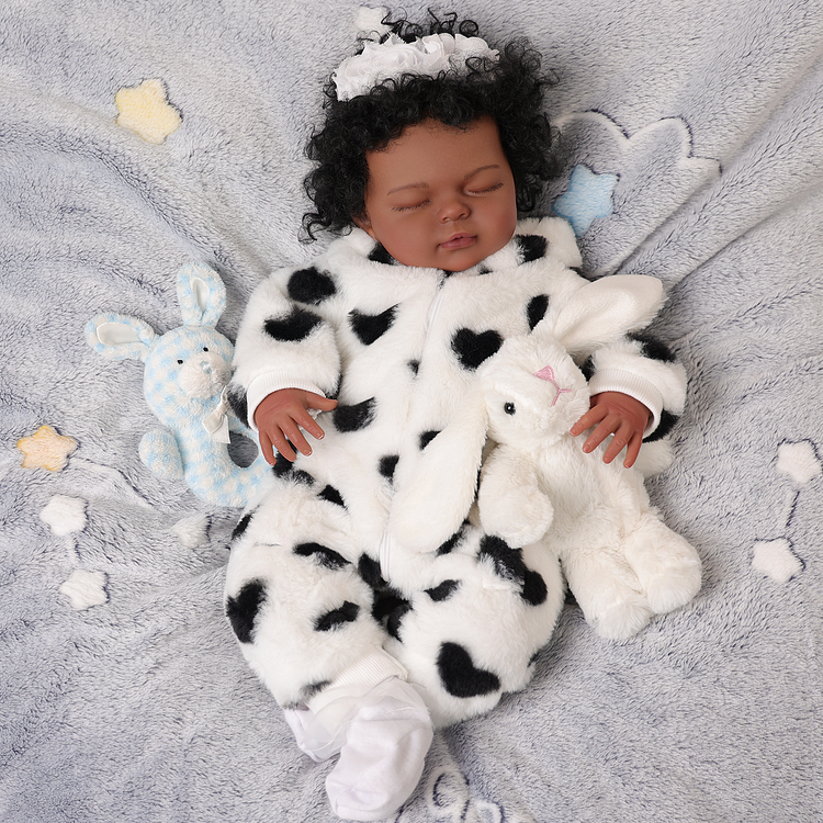 Babeside Willow 20'' Realistic Reborn Baby Doll Sleeping African American Girl with Heart Plush