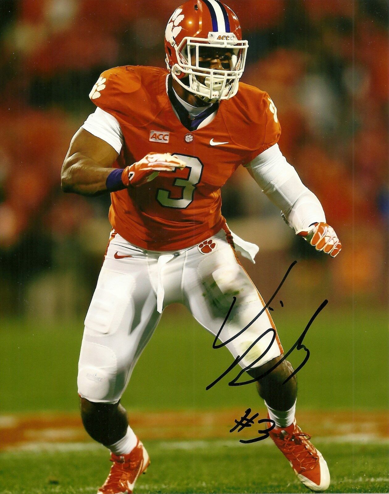 ATLANTA FALCONS VIC BEASLEY HAND SIGNED CLEMSON TIGERS 8X10 Photo Poster painting W/COA