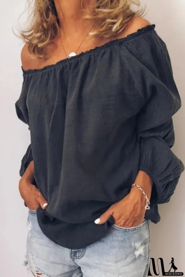 Long Sleeve Off Shoulder Blouse (7 Colors)