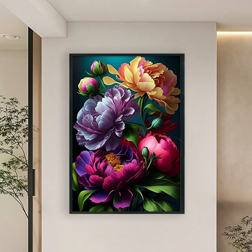 9CT Full Stamped Cross Stitch Bead Embroidery- Flower(Canvas|50*69CM)