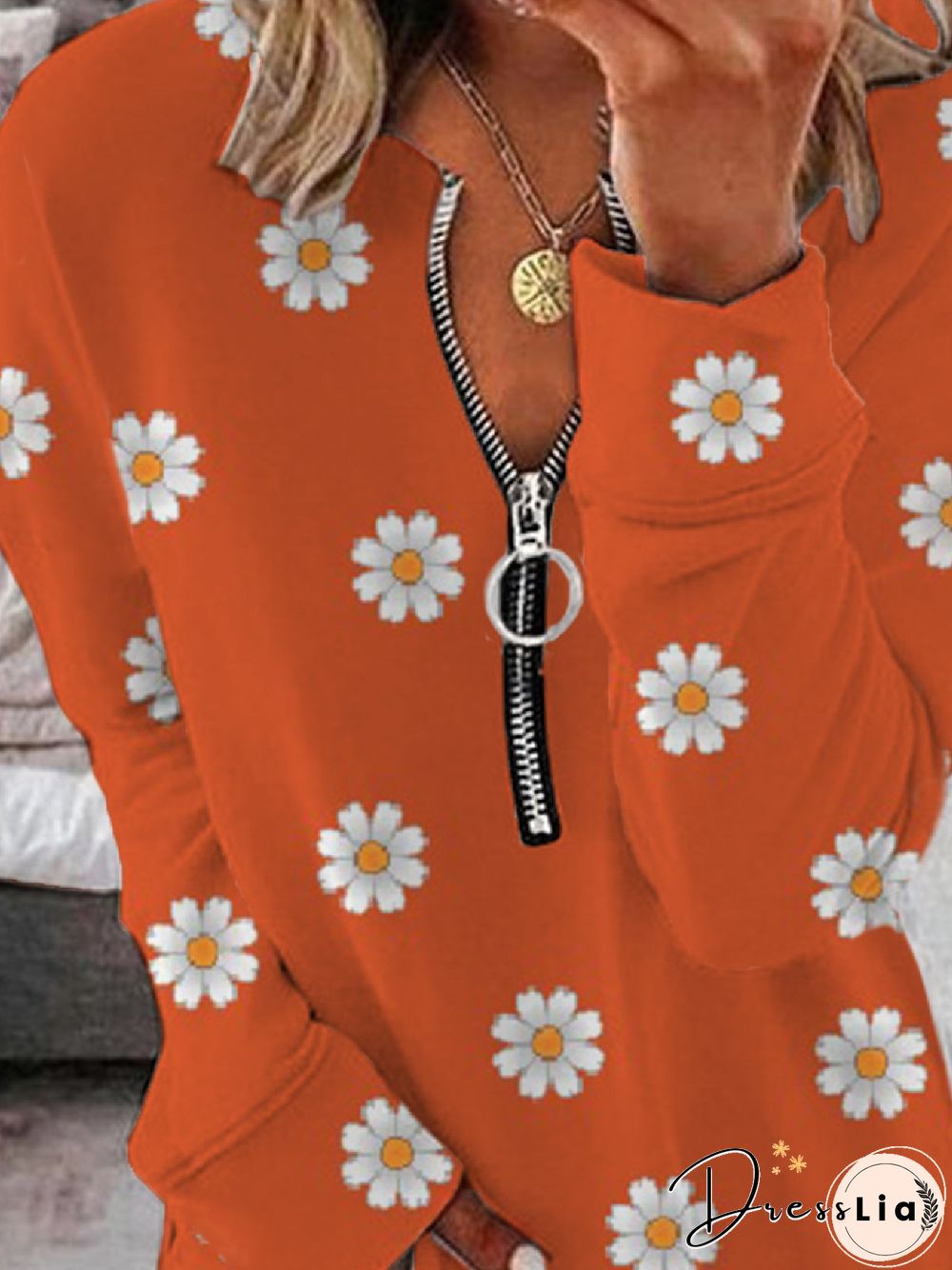 Casual Floral Autumn Daily Loose Regular H-Line Regular Regular Size Sweatshirts for Women