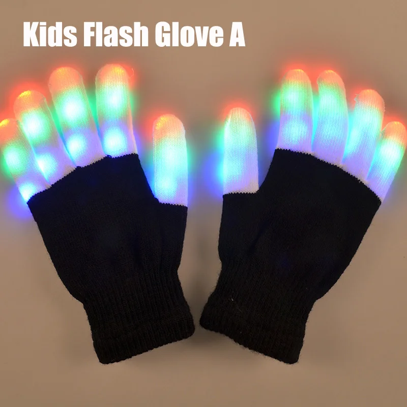 1Pair Kid Adult LED Flashing Magic Glove Glow In The Dark Toys Light Up Finger Tip Lighting Toys for Children Novelty Party Toys | IFYHOME