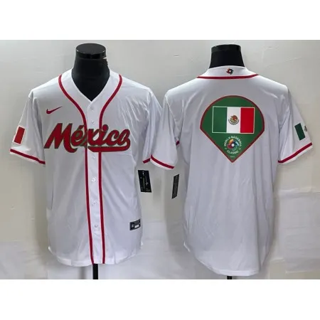 Men's Mexico Baseball 2023 White World Baseball Classic Team Big Logo Stitched Jersey KLAK