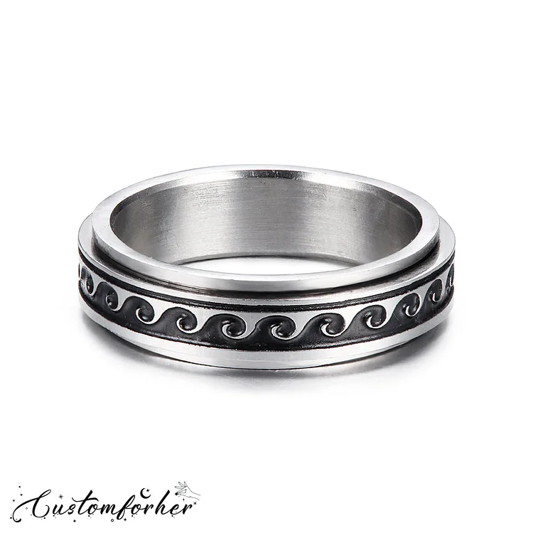 Stainless Steel Wave Anxiety Spinner Ring