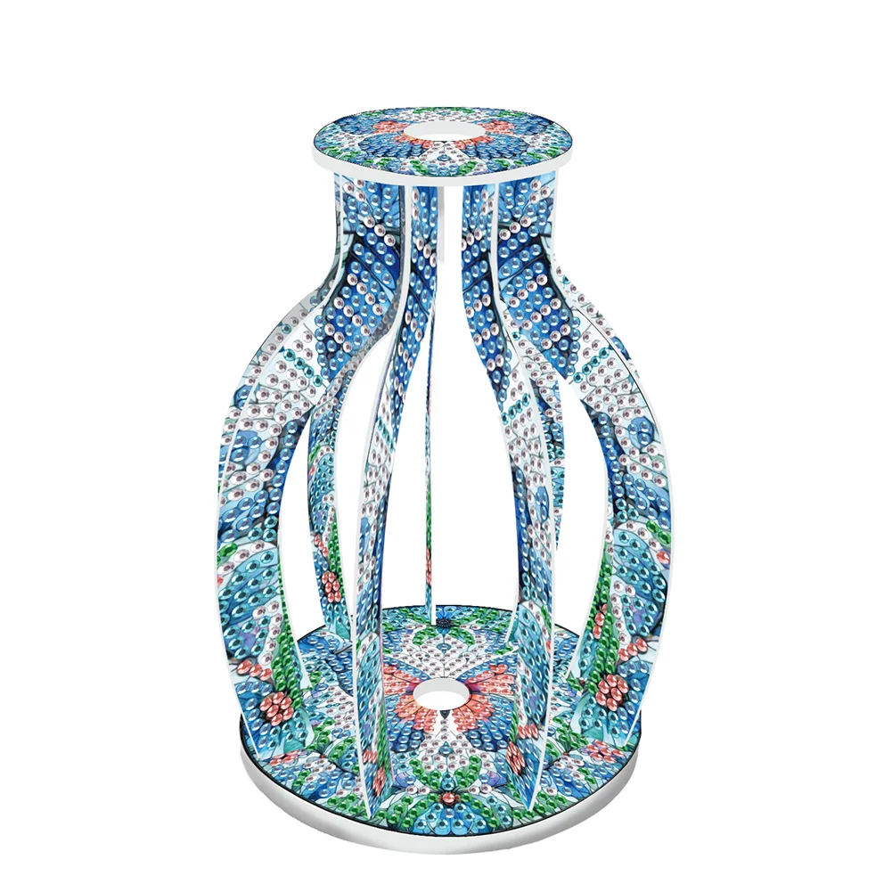 Acrylic Wood Butterfly 5D DIY Diamond Painting Flower Vase for Home Office Decor