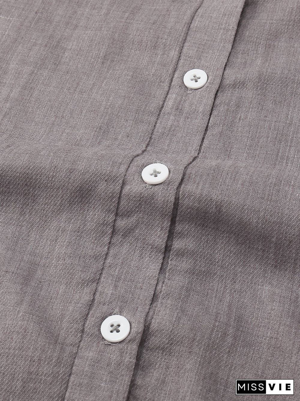 Solid Shirt Collar Casual Long Sleeve Blouse