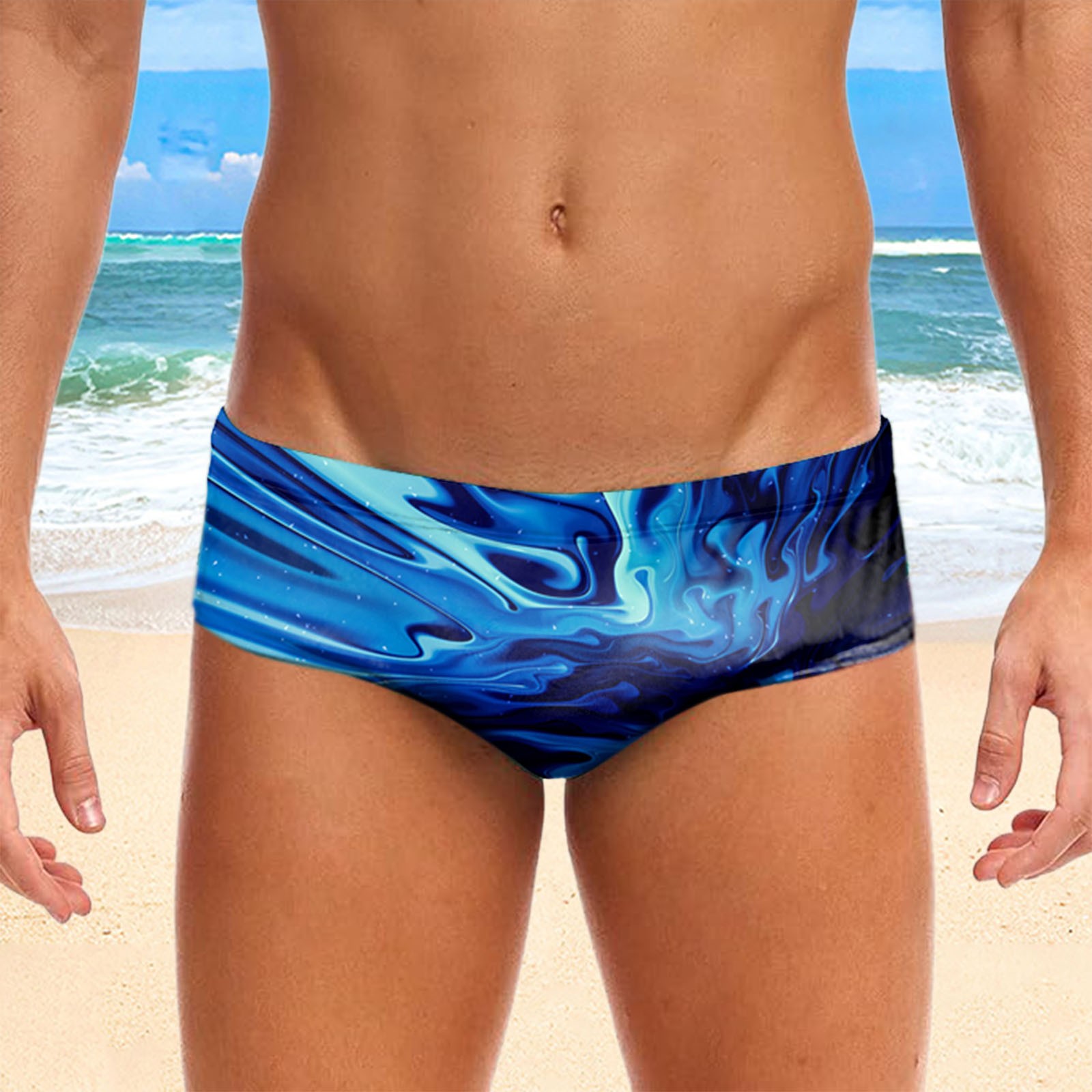 Multiplewell Sexy Men Swimming Trunks Briefs Summer Bikini Swimwear Mens Summer Stretch Swimming Briefs 3d Male Sport Beach Surfing Swimwear