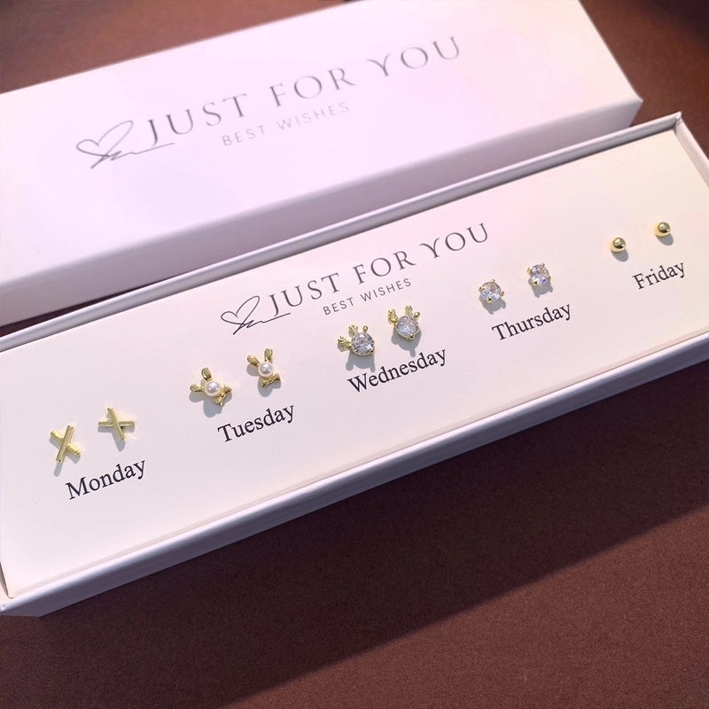 1 Set 925 Sterling Silver Zircon Leaf Flower Ear Studs