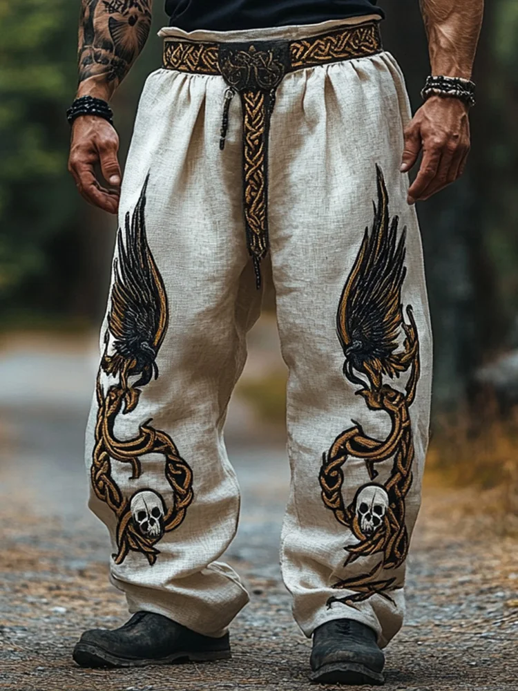Men's Viking Celtic Tribal Raven Knot Pattern Pants / Rvogue / Rvogue