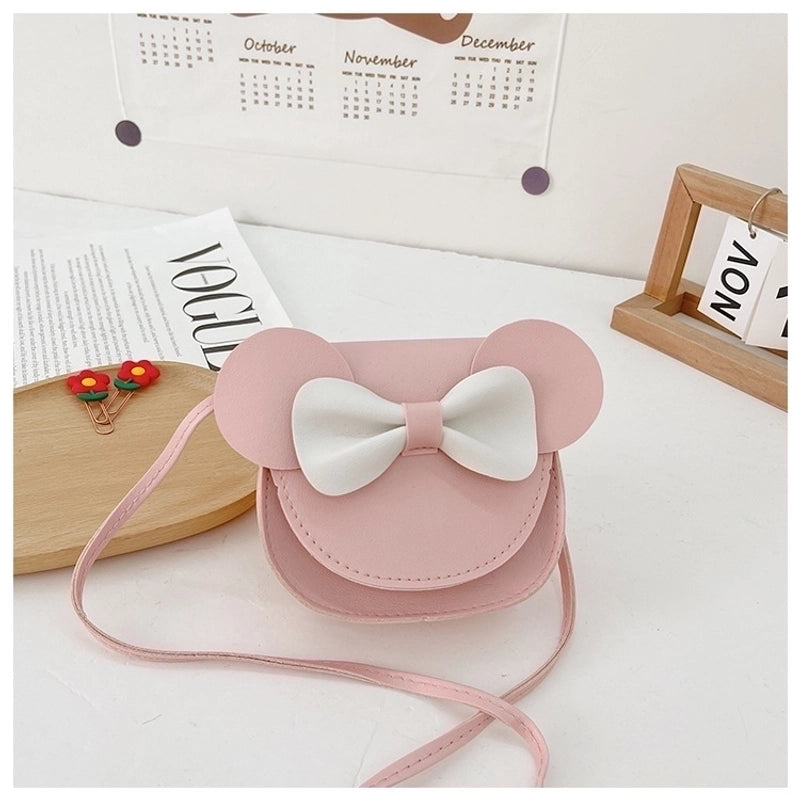 Women’s Small Pu Leather Solid Color Bow Knot Cute Round Flip Cover Crossbody Bag