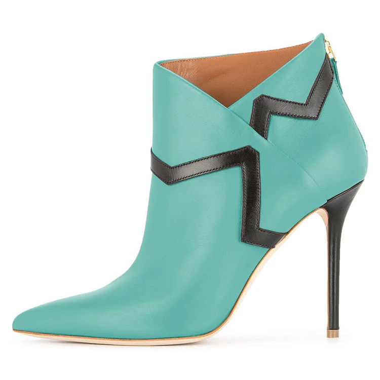 Cyan Ankle Boots Pointy Toe Stiletto Heel Fashion Booties |FSJ Shoes