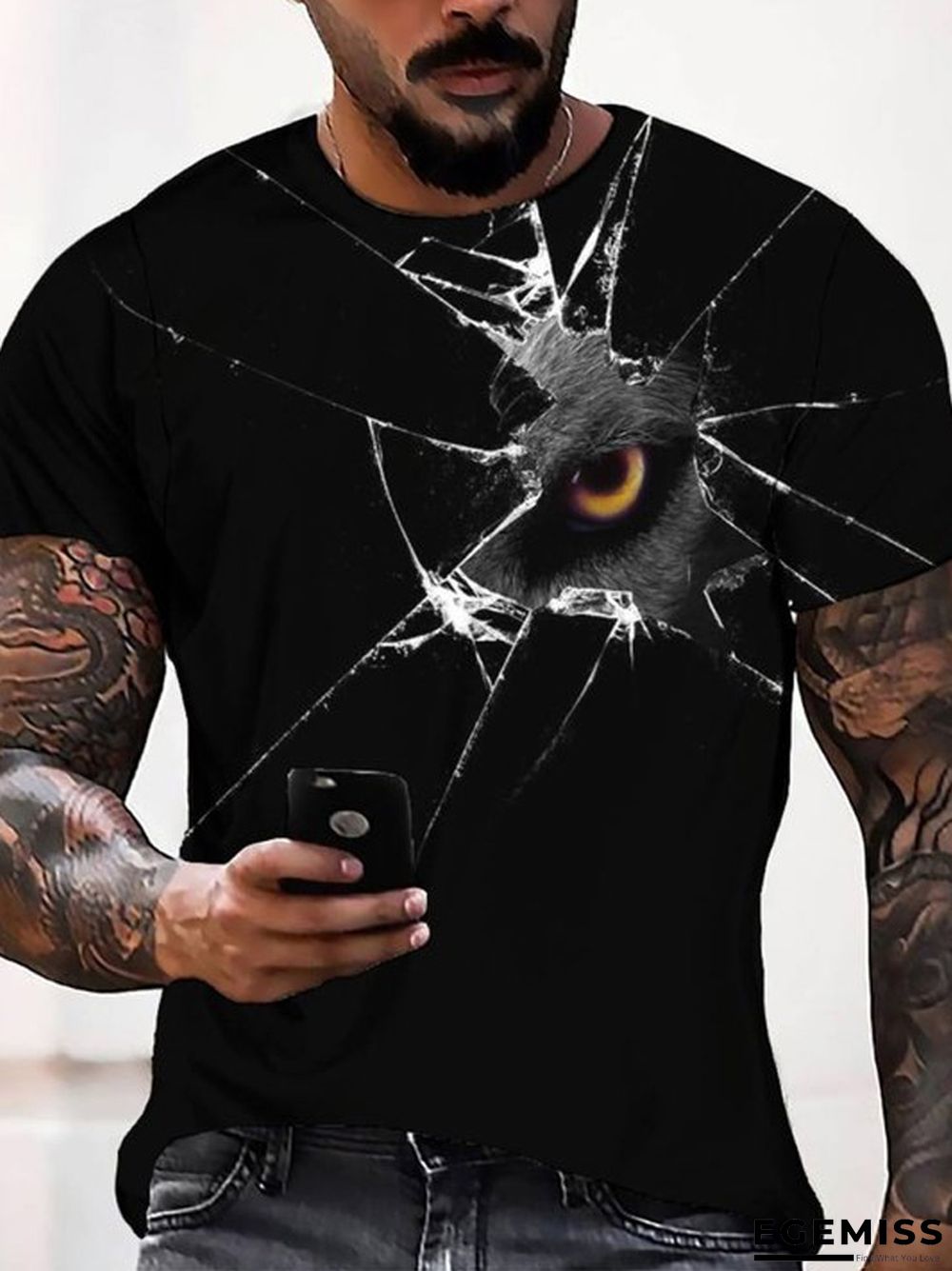 3D Digital Print Eye Glass Men's Casual Loose Short Sleeve T-shirt | EGEMISS