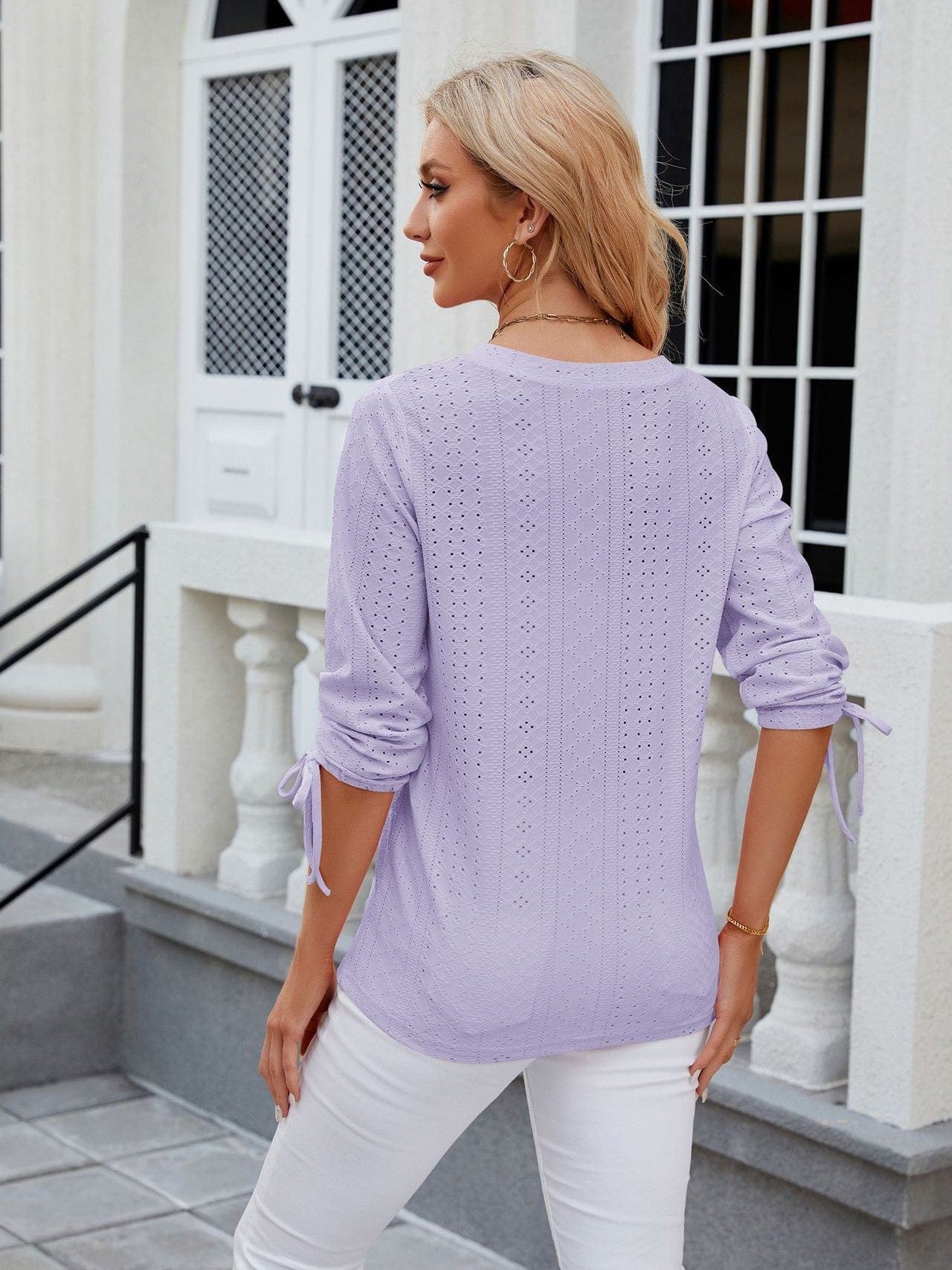 Grey Ribbed Knit Top with Short Sleeves