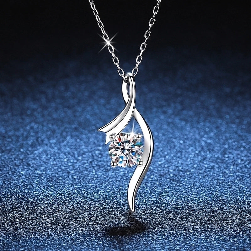 925 Sterling Silver Moissanite Plating Inlay Geometric Pendant Necklace