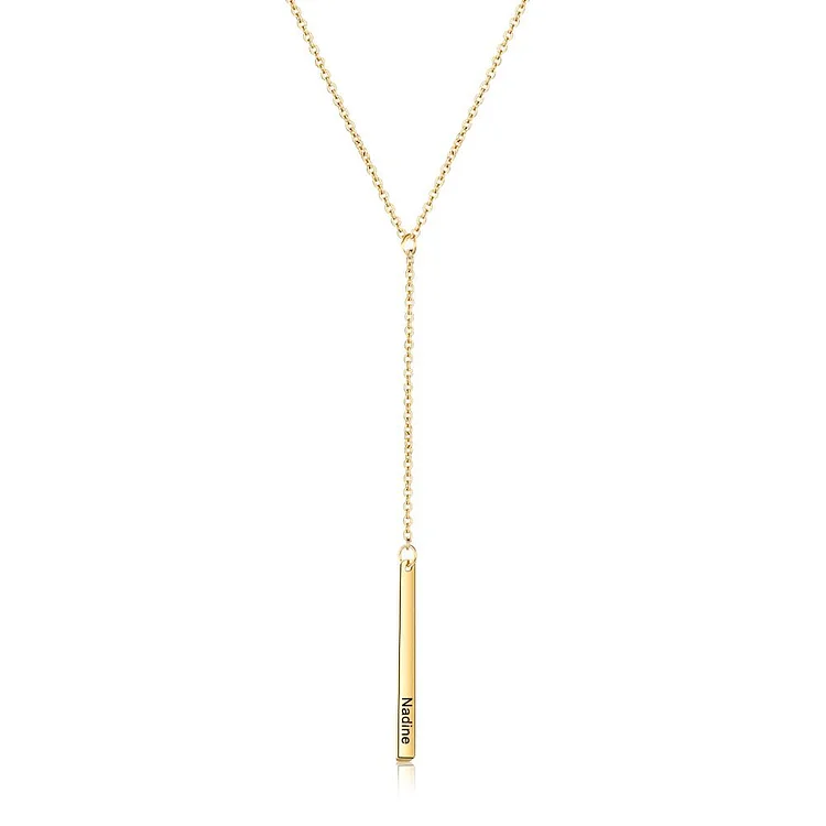 Vertical Bar Necklace Girl Personalized Pendant Necklace Engraved 2 Names