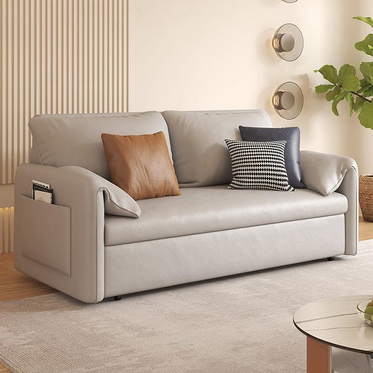 Homemys Modern Sofa Transform Bed Leathaire