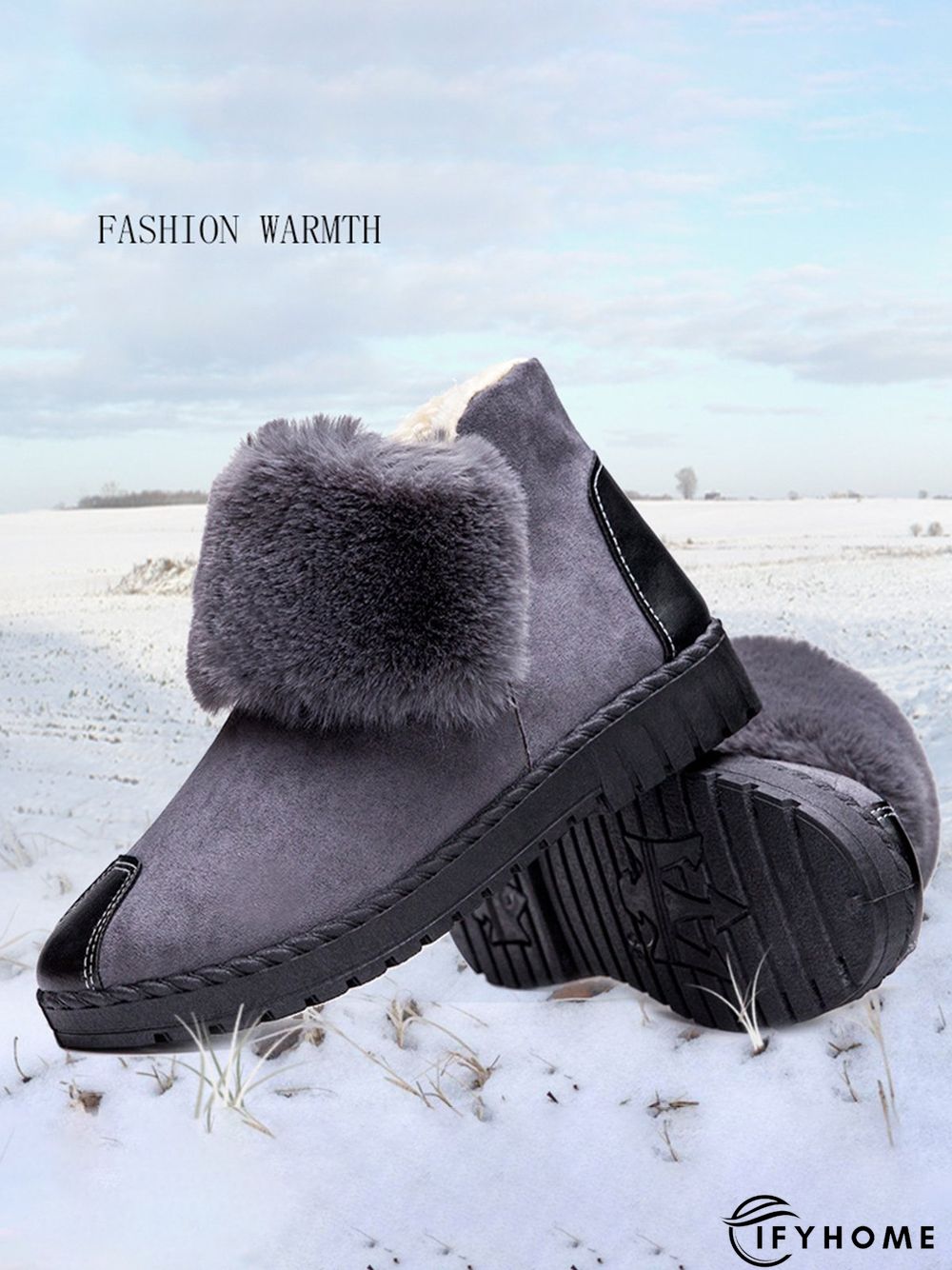 Casual Anti-collision Stitching Plush Warm Snow Boots | IFYHOME