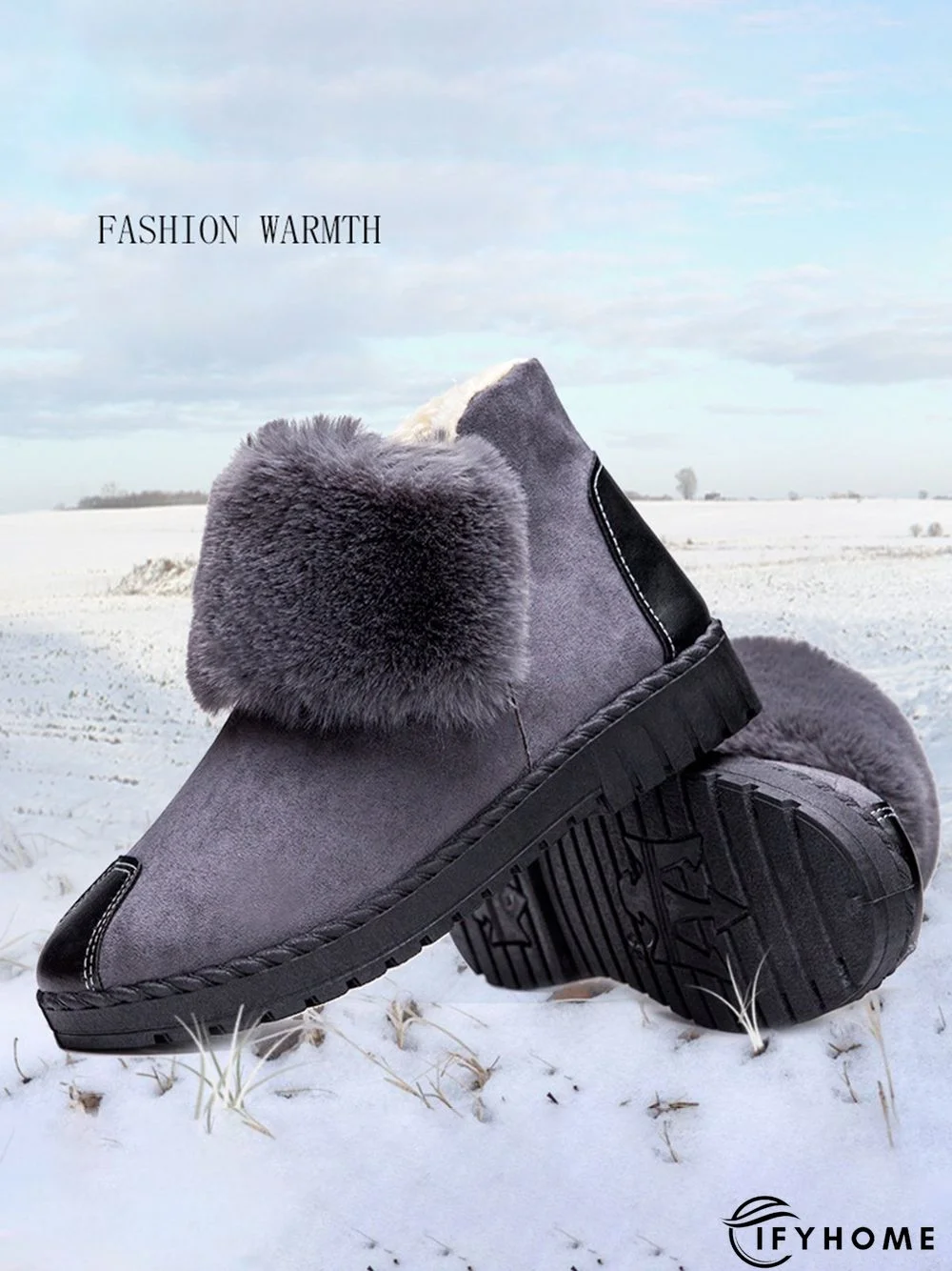 Casual Anti-collision Stitching Plush Warm Snow Boots | IFYHOME