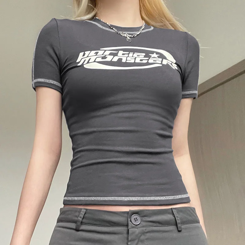 Brownm short-sleeved T-shirt with logo motif