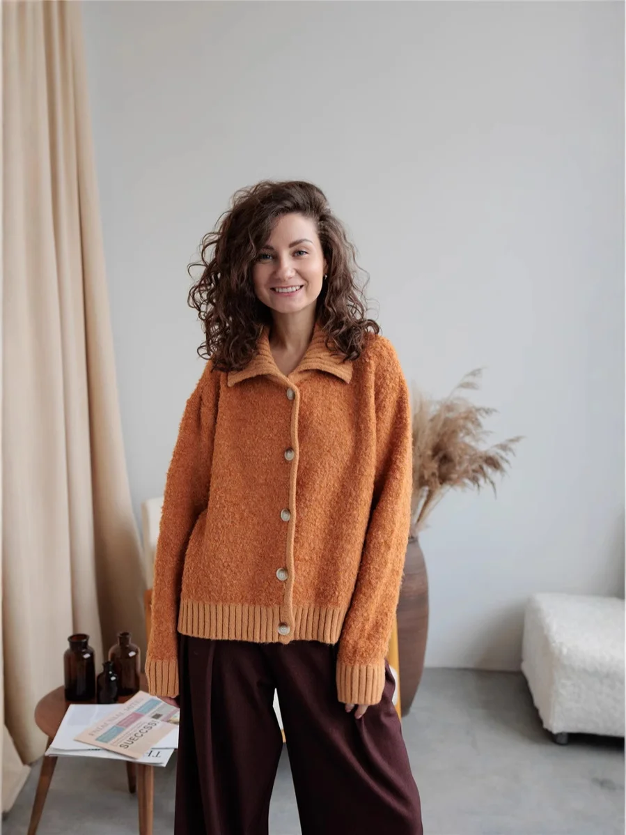 Athvotar Athvotar New Languid Languid Knitted Sweater Jacket For The Women's Autumn/Winter 2025 Languid Collar Knitted Shirt