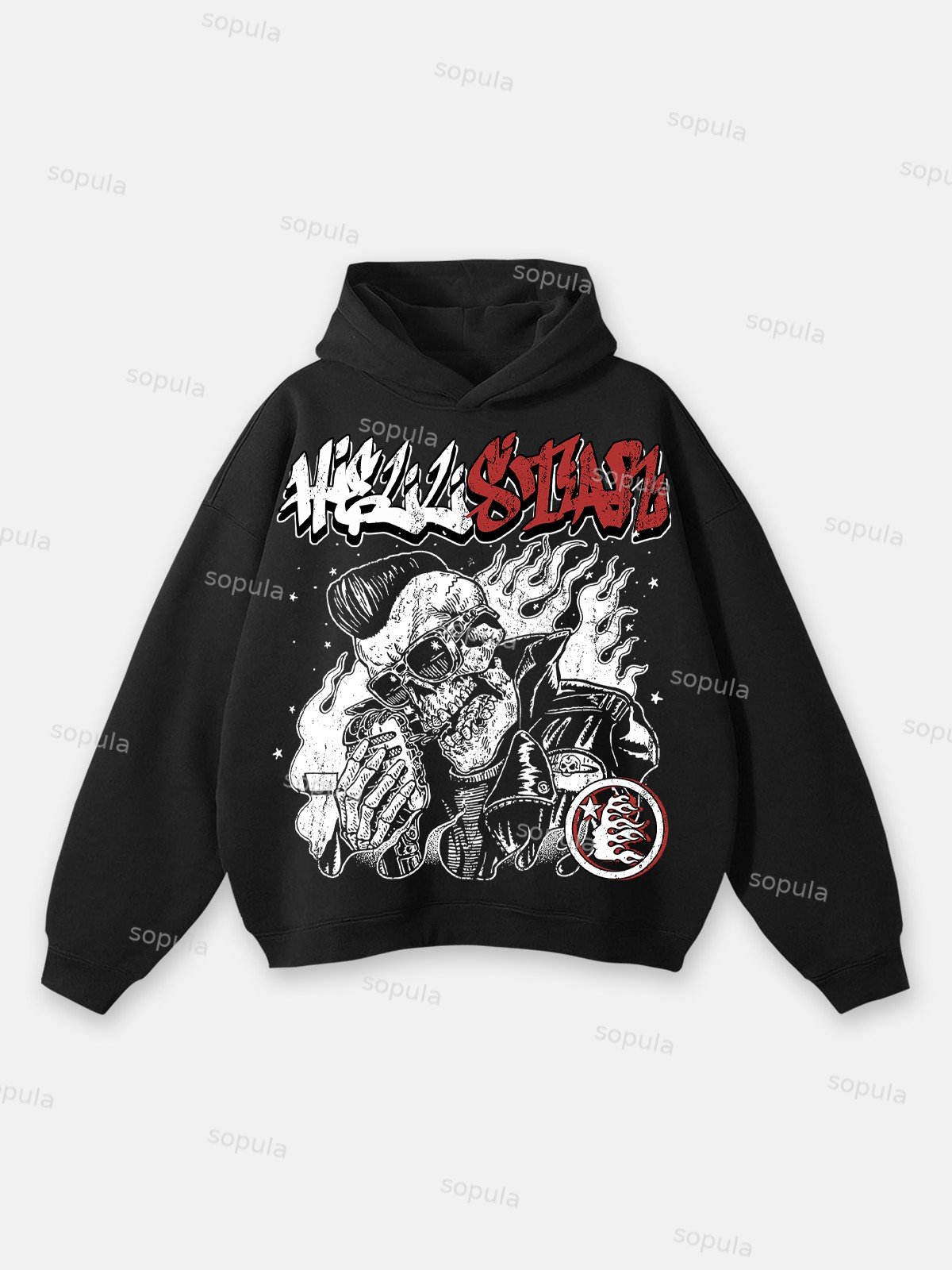 Sopula Punk Musician of Skull Graphic Hoodie - SOPULA
