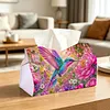 (24cm)Diamond Art Tissue Box DIY PU Napkin Cover for Home Decoration(Bird)