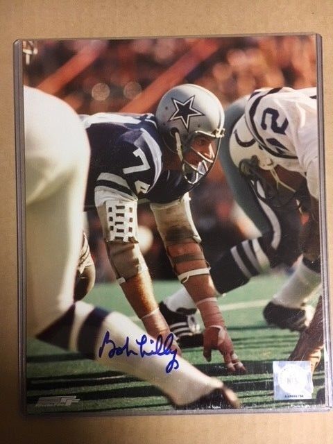 Bob Lilly Dallas Cowboy Signed 8x10 Action Photo Poster painting JSA Auction COA