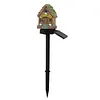Solar Fairy-Tale Mushroom Cottage Garden Light Auto On/Off Mushroom House Statue Lawn Lights Weather-Proof Resin Mushrooms Ground Decor Lights for Yard Patio Pathway Lawn Flower Bed