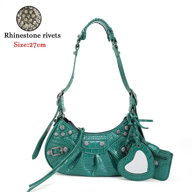 Bag New 2023 Black Gothic White Fashion Black Pink Rivets Crossbody Shoulder Bags Purse Women Underarm Bags  Motorcycle Bag