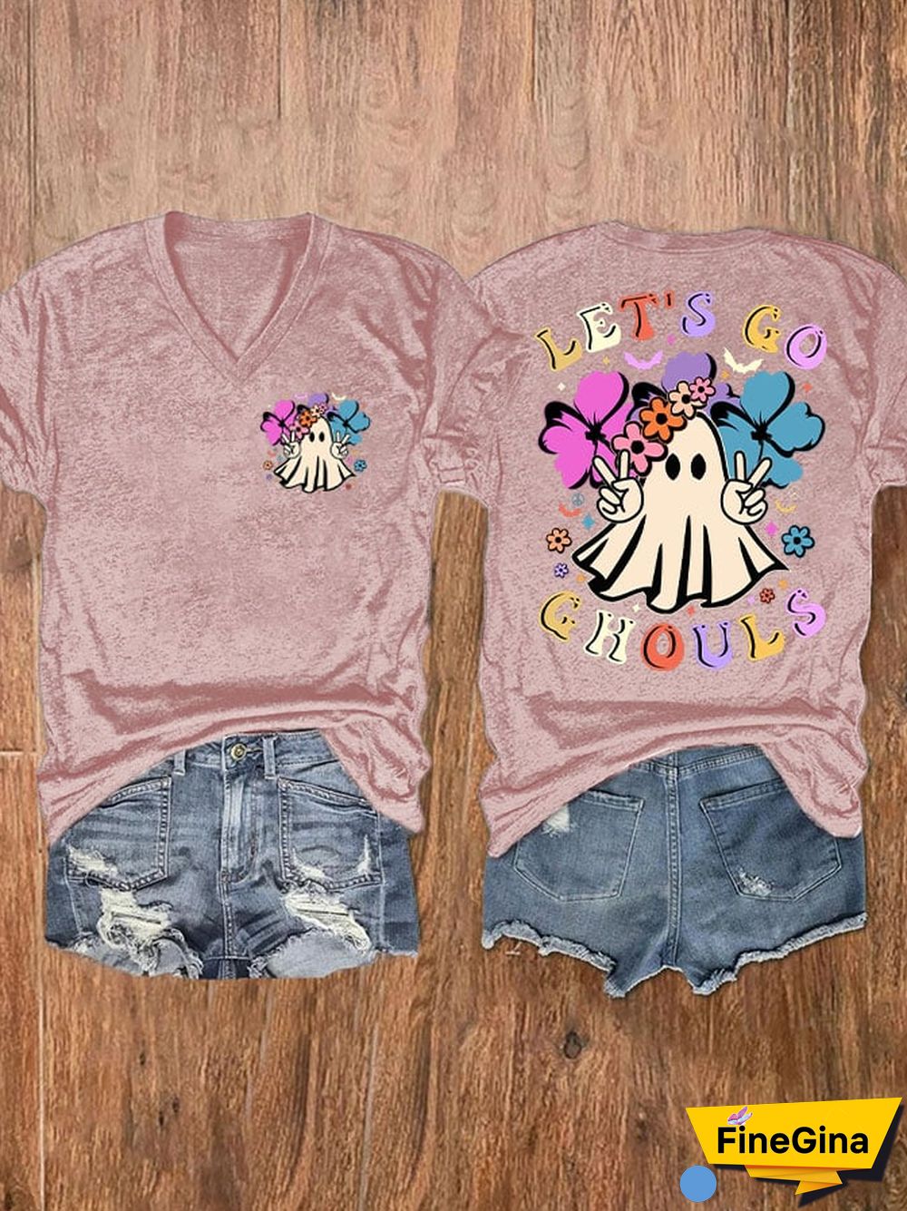 Women'S Let'S Go Ghouls Printed Short Sleeve T-Shirt