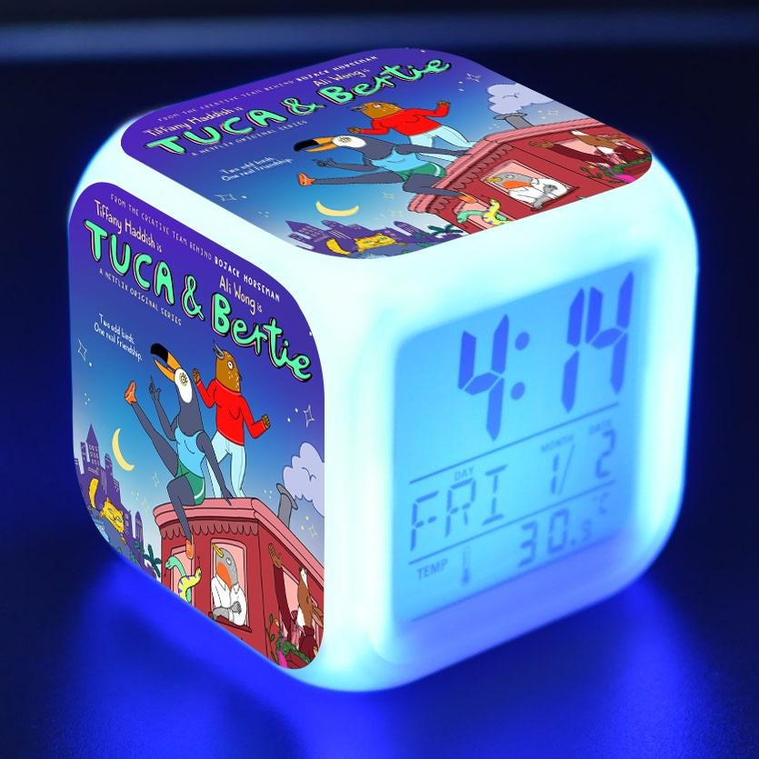 Tuca and Bertie Season 2 Digital Alarm Clock Wake Up LED Night Light Bedside Clock Birthday Gifts for Kids
