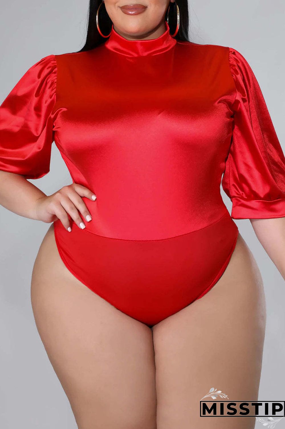 Coffee Casual Solid Patchwork Half A Turtleneck Plus Size Two Pieces