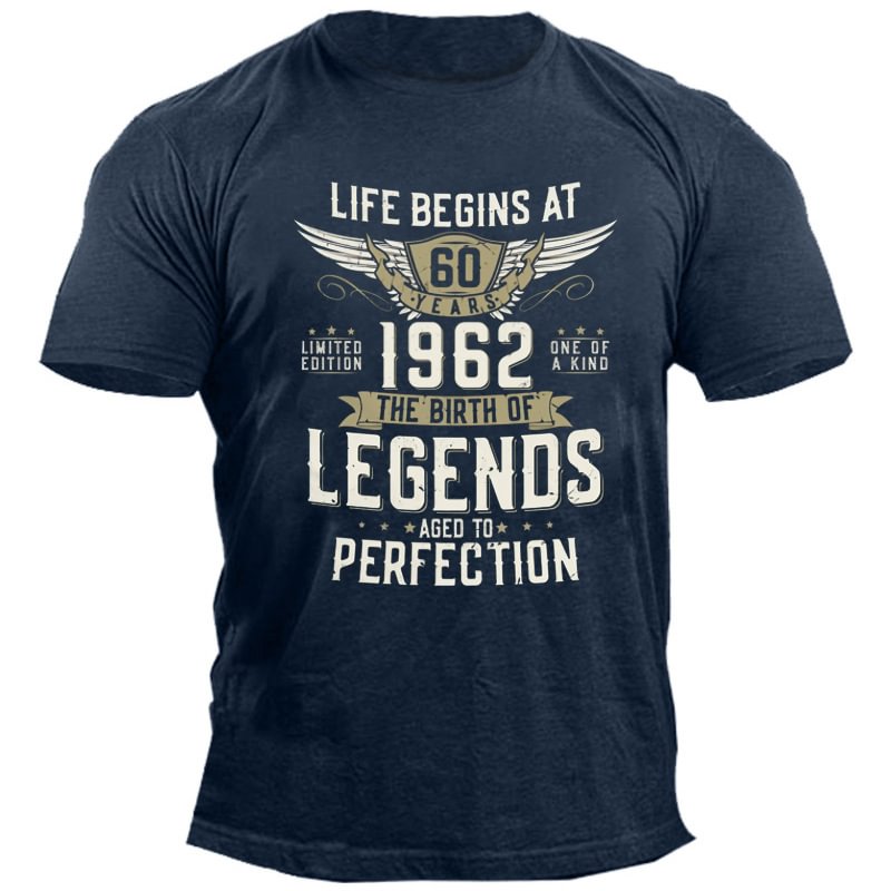 Life Begins At 1962 Legends Aged To Perfection Men's Cotton Print T-shirt-Compassnice®