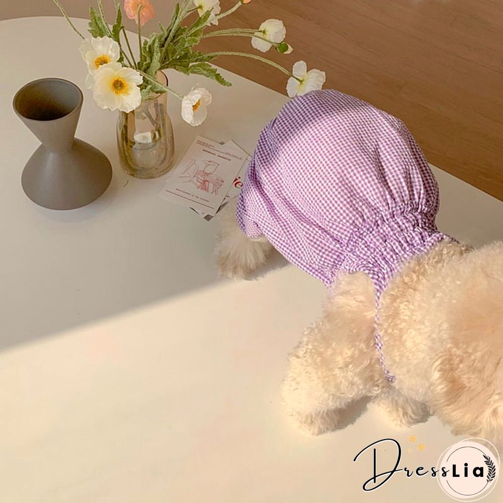 Teddy Plaid Camisole Dog Summer Thin Home Clothes Pet Pomeranian Breathable Clothes Puppy Onesie With Hat Pet Products