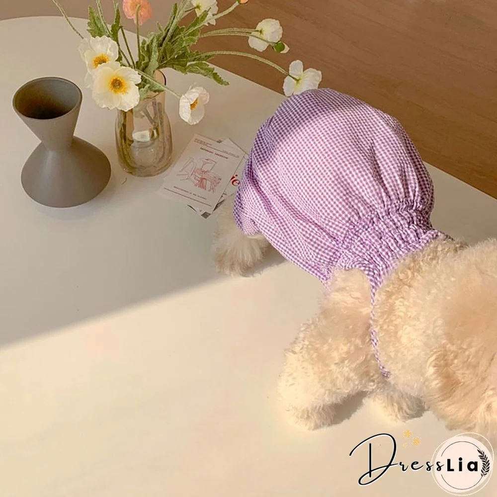 Teddy Plaid Camisole Dog Summer Thin Home Clothes Pet Pomeranian Breathable Clothes Puppy Onesie With Hat Pet Products
