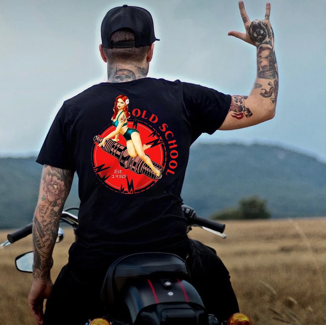 OLD SCHOOL EST 1950 Sexy Lady White Print T-shirt