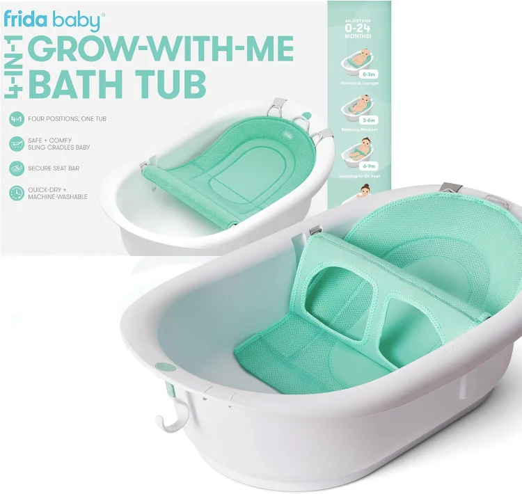 4-in-1 Grow-with-Me Baby Bathtub, Baby Tub for Newborns to Toddler with Removable Bath Seat & Backrest for Bath Support in Tub