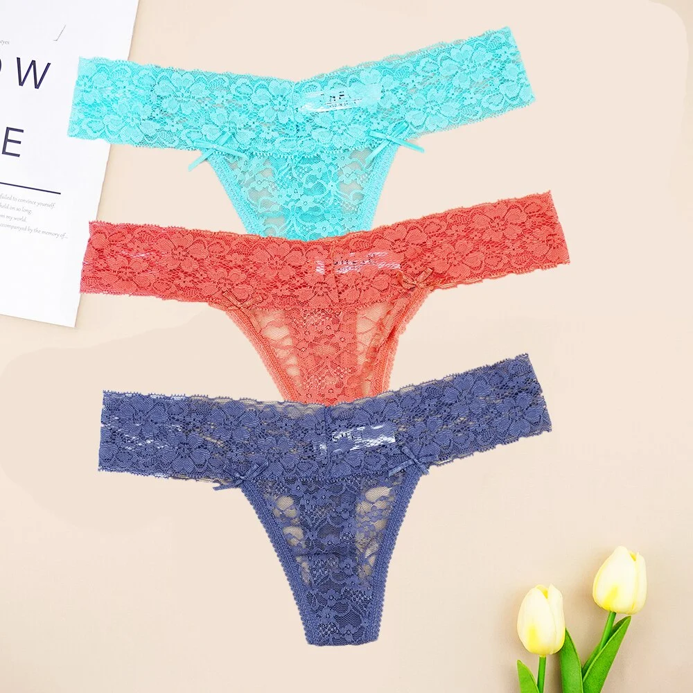 Billionm Sexy Full Lace Panties Women Thongs Hollow Out String Transparent Seamless Underpants Tangas Super Low Waist T-back
