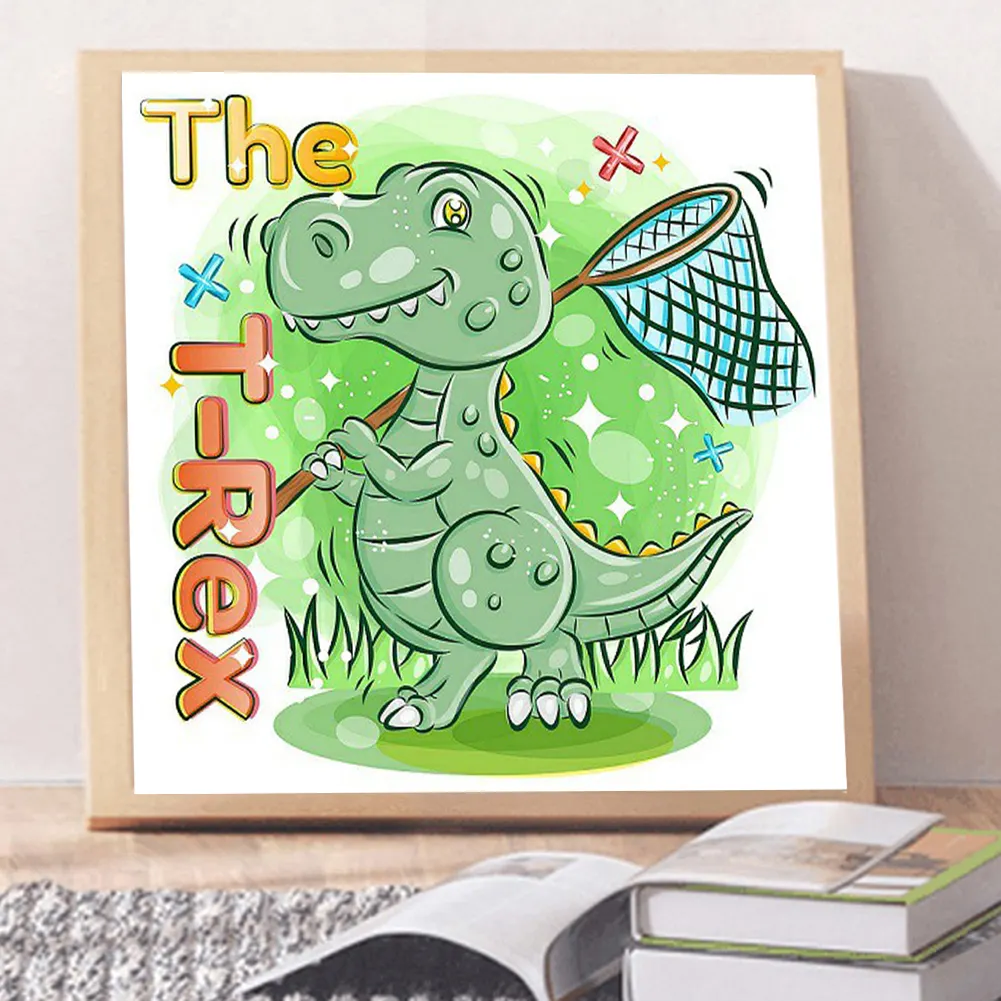 Full Round Diamond Painting 30*30cm - Cartoon Little Dinosaur