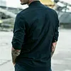 Gioiacombo&trade; Camicia da uomo a maniche lunghe in cotone e lino casual retr&ograve;