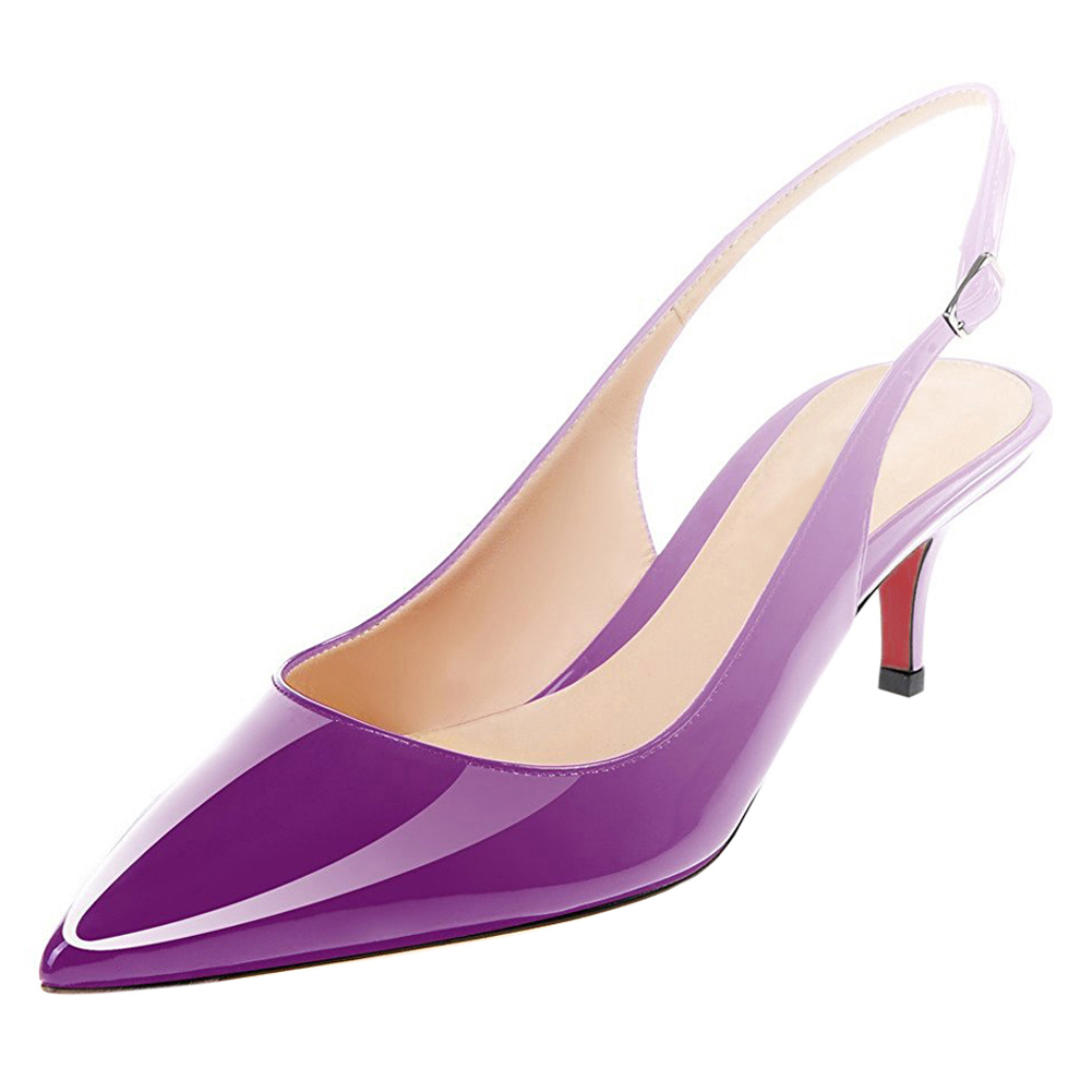 2.36" Women's Kitten Heel Pointed Toe Slingback Shoes Red Bottom Pumps Gradient Color-MERUMOTE