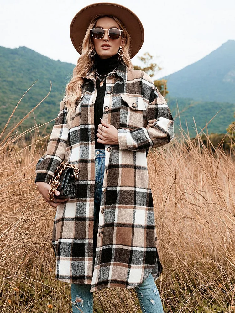 🎄Women's Plaid Long Sleeve Warm Jacket