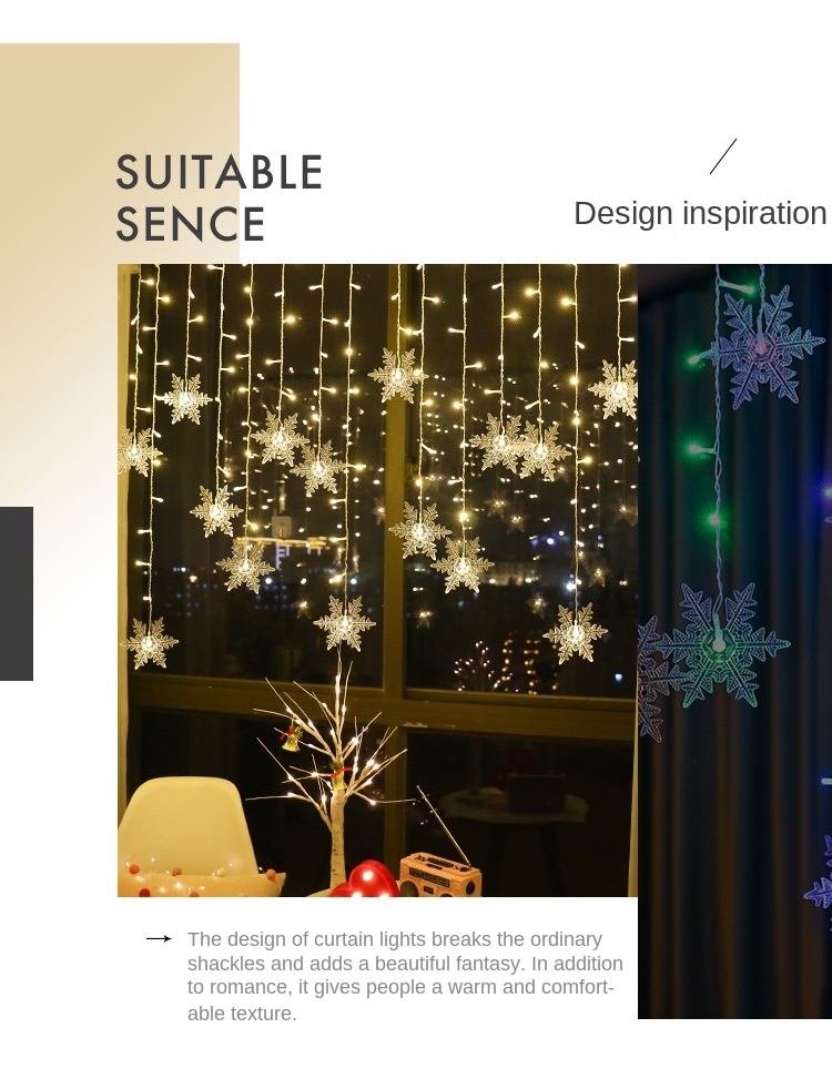 Tegooe 32M LED Snowflake Curtain Lights - Waterproof Fairy String for Holiday Decor