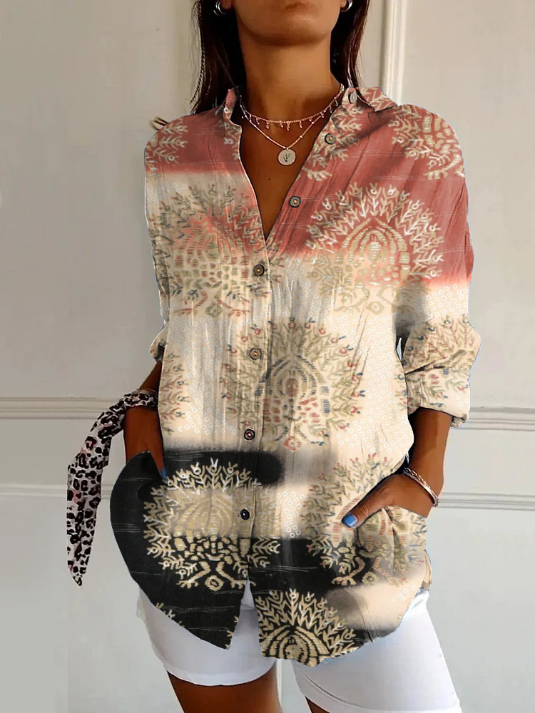 Classic Print Casual Long Sleeve Shirt
