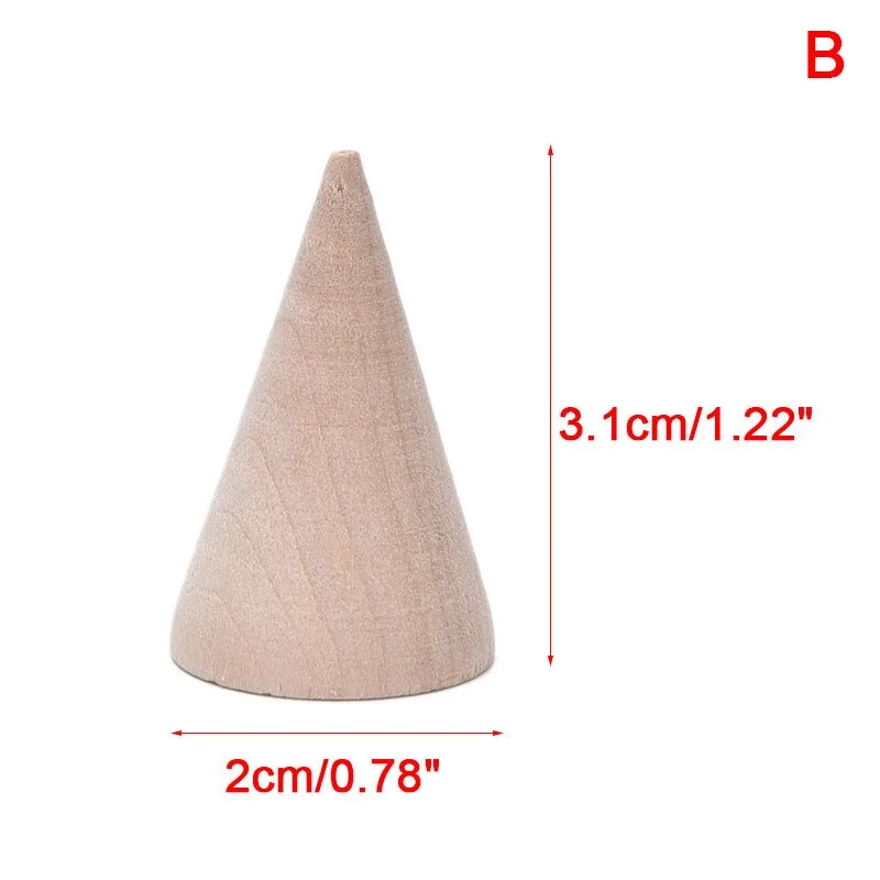 Vintage Natural Wood Cone Ring Holder Retail Stores Jewelry Display Stand Organizer Storage Rack