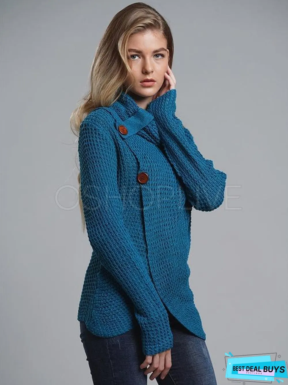 Loose Solid High-Neck Knitting Sweater