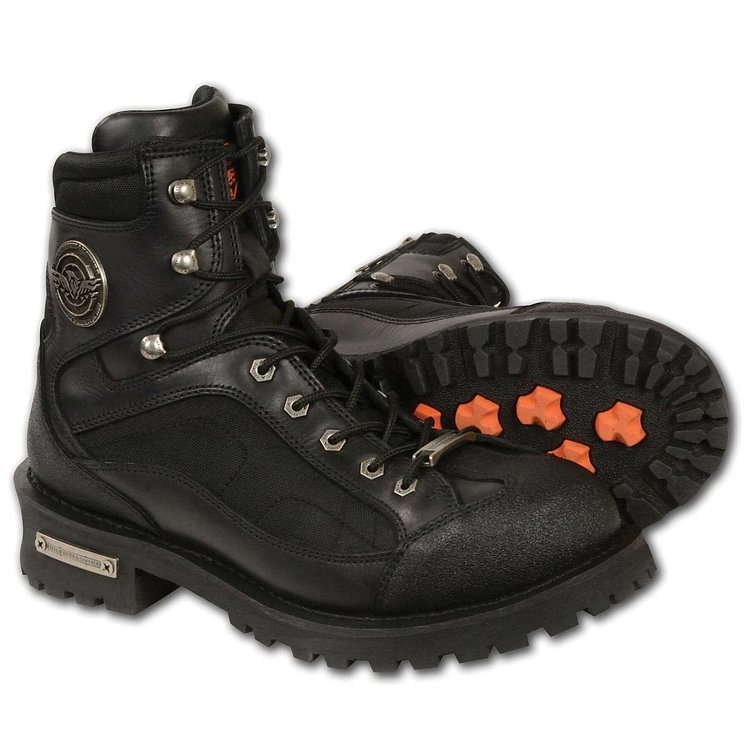 Milwaukee Leather MBM9080 Mens Black 6 Inch Lace to Toe Boots with Gear Shift Protection