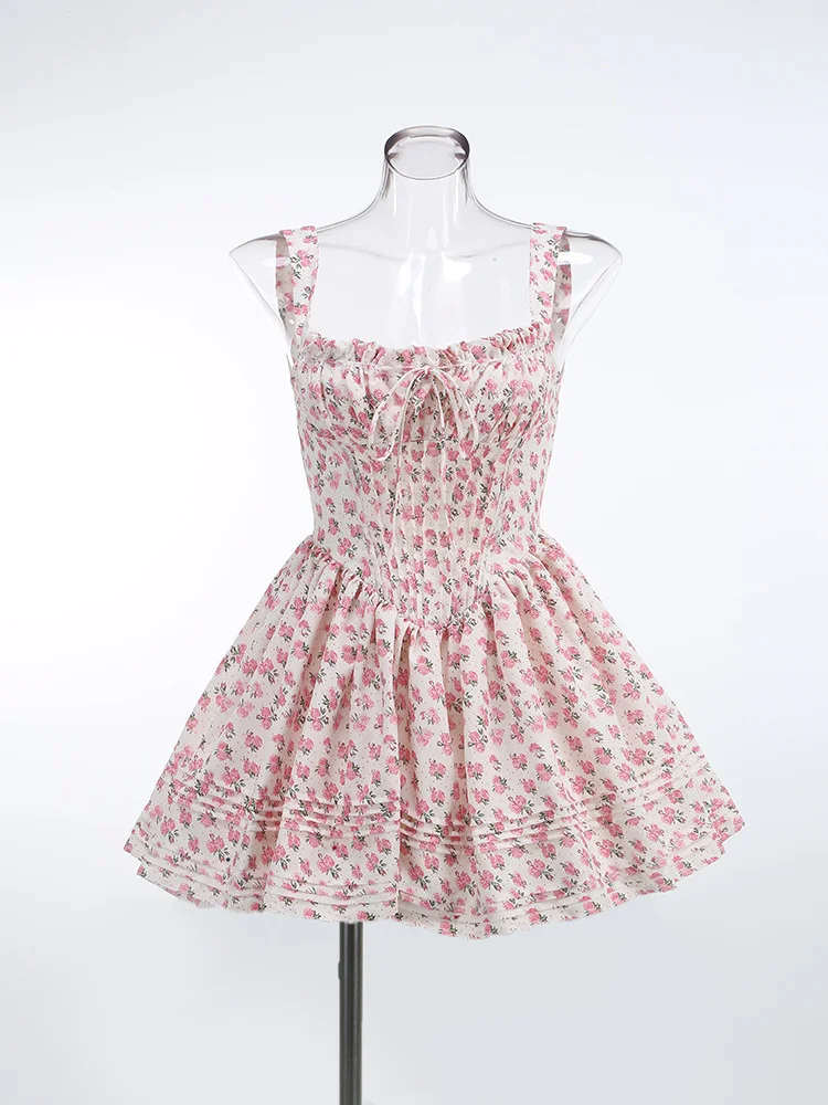 Brownm Women's Summer New Sexy Broken Flowers Hanging Dress Skirt Short Dress Dress Dress Pony Dress Dress